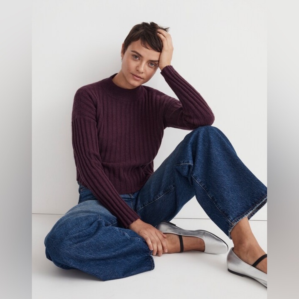 Madewell mock neck  crop sweater